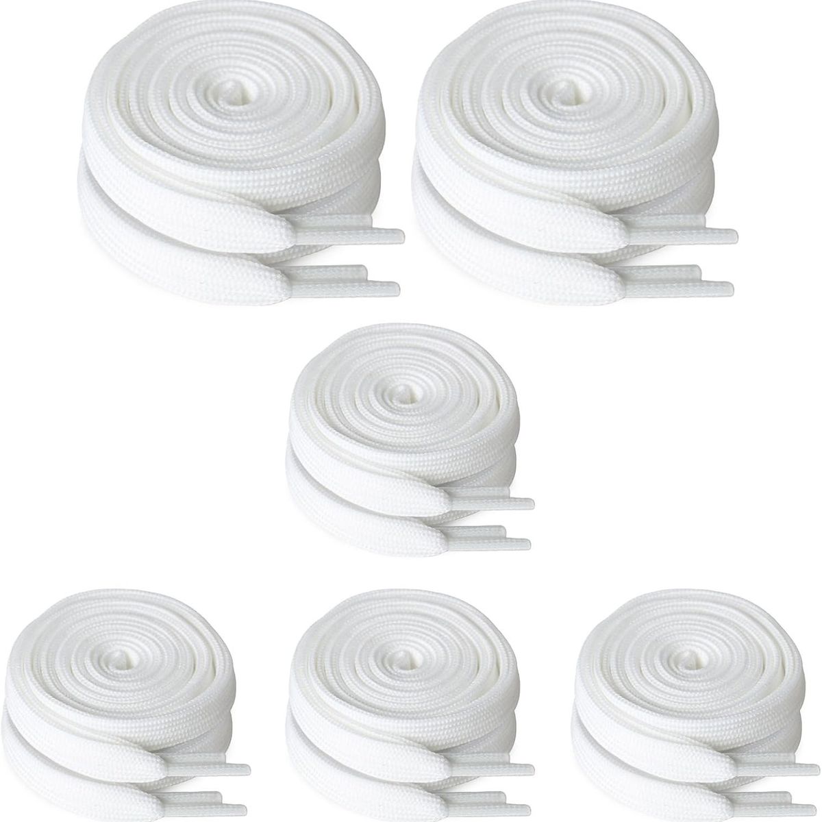 KUANGYE - Pack 6 Pares De Cordones De Zapatilla Blanco 120CM