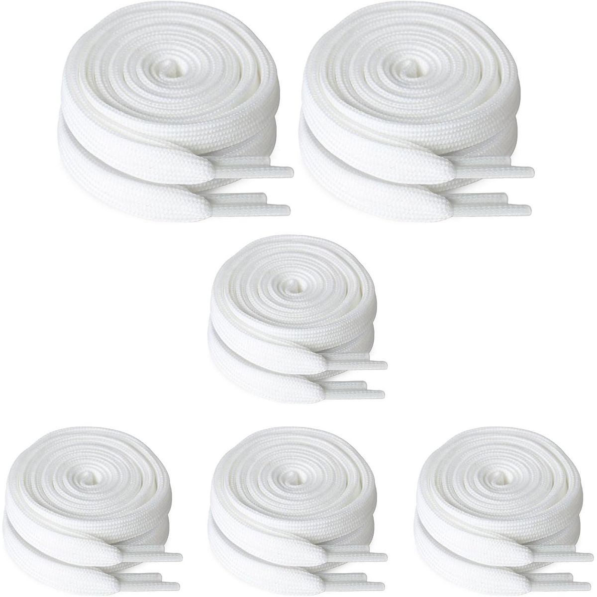 KUANGYE - Pack 6 Pares De Cordones De Zapatilla Blanco 120CM