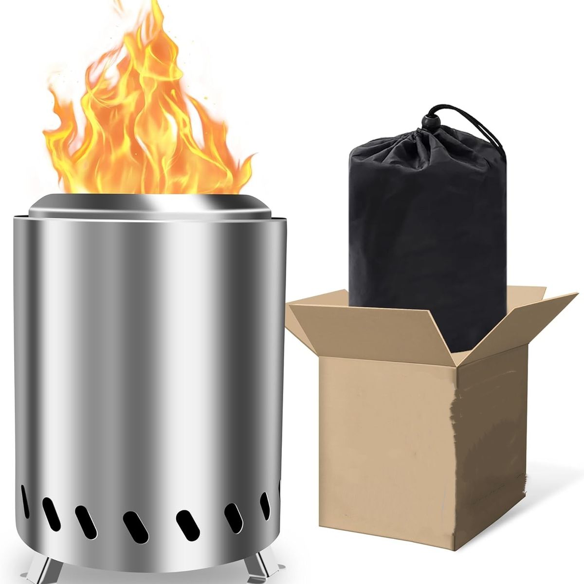Hoyo De Mesa Mesa Sin Humo Para Hogueras Pequeñas Y Portátiles Con Bolsa Transporte Acero Inoxidable, marca KUANGYE - Foto Principal