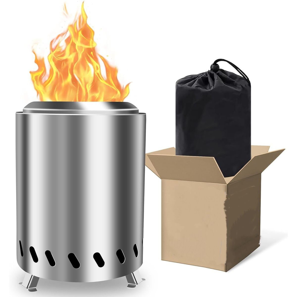 Hoyo De Mesa Mesa Sin Humo Para Hogueras Pequeñas Y Portátiles Con Bolsa Transporte Acero Inoxidable, marca KUANGYE - Foto Principal