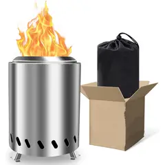 KUANGYE - Hoyo De Mesa Mesa Sin Humo Para Hogueras Pequeñas Y Portátiles Con Bolsa Transporte Acero Inoxidable