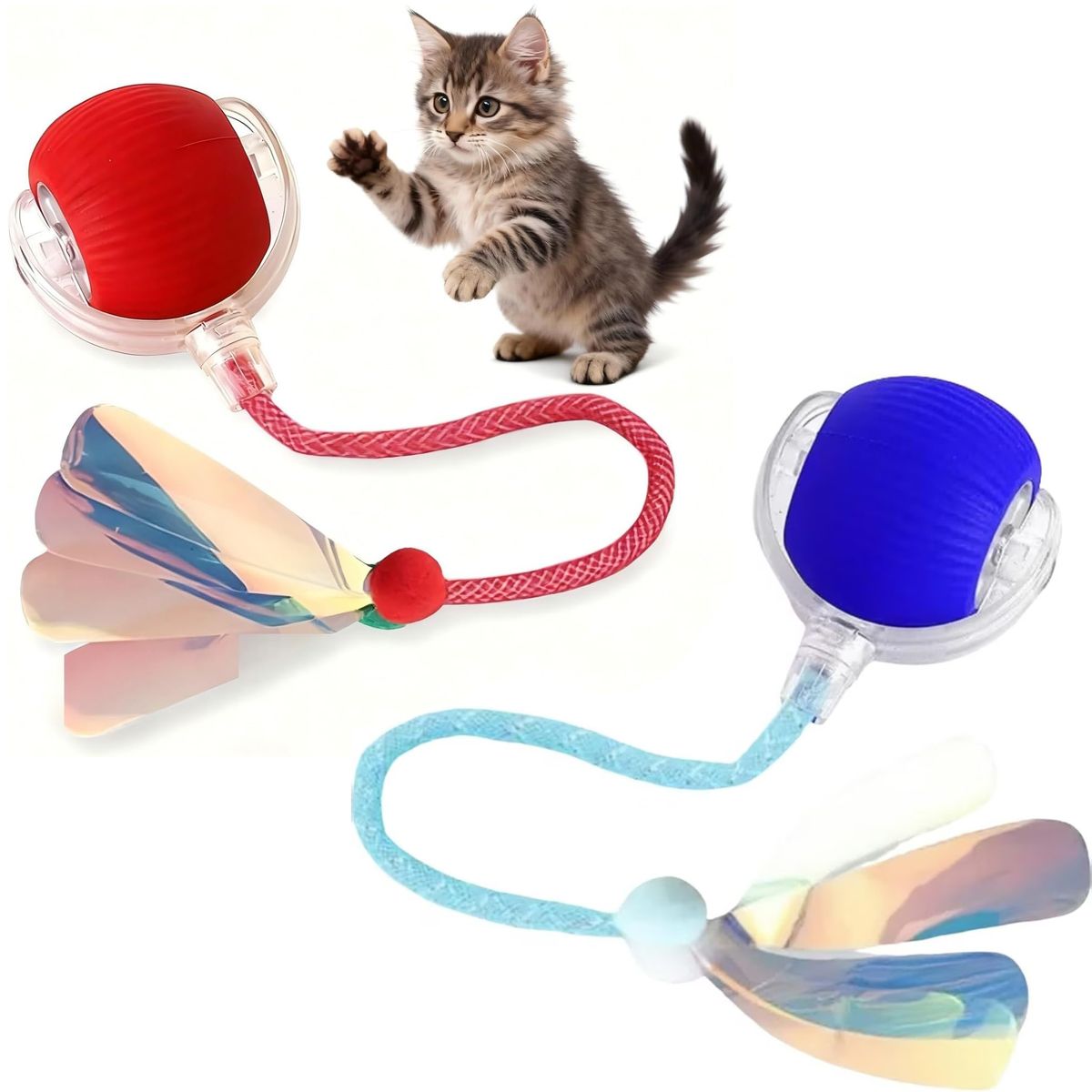 KUANGYE - 2Pcs Pelota Led Interactiva Para Perros Y Gatos Recargables Usb