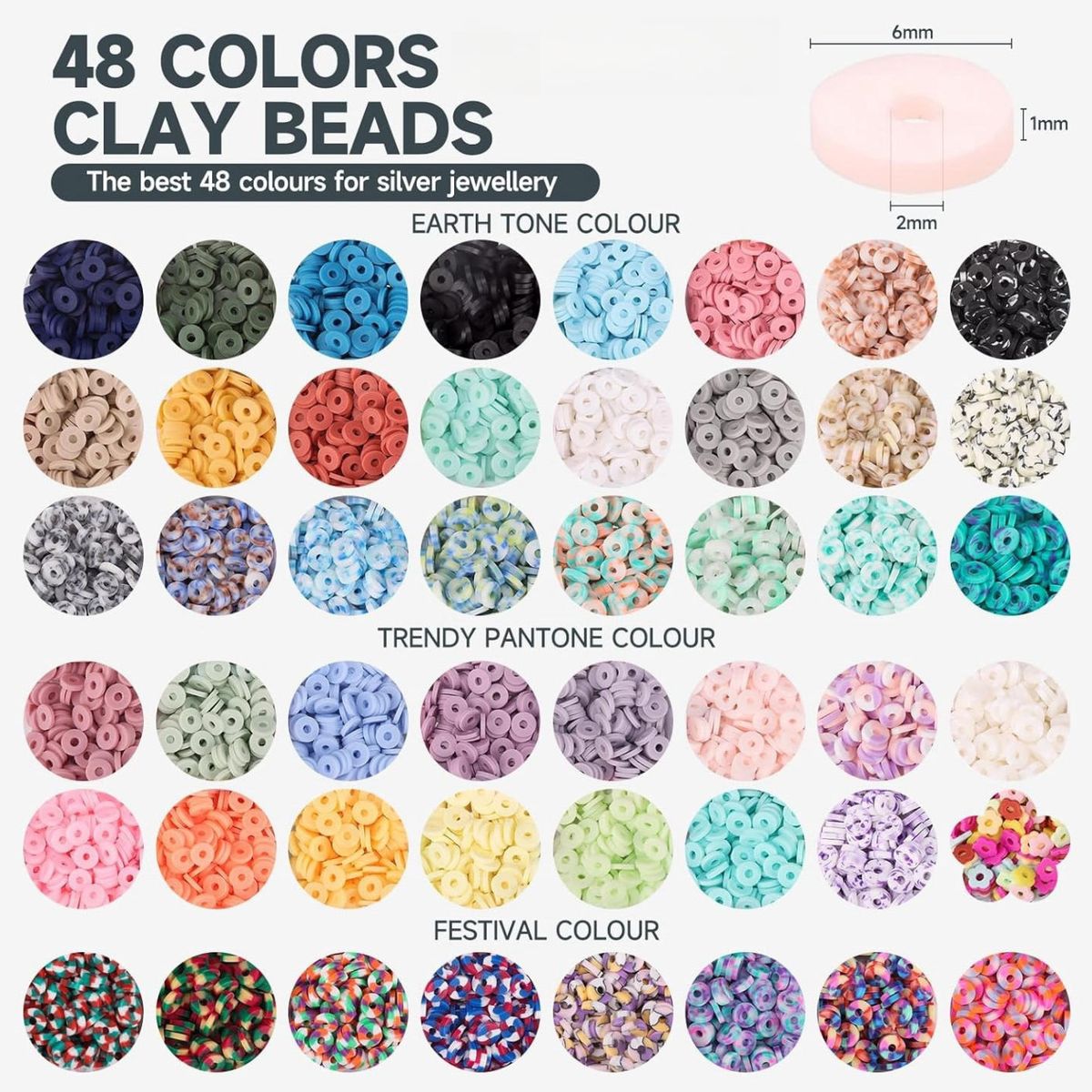 KINDA NICE - Juego De Cuentas 48 Colores Y Letra 10500 Kit Hacer Pulseras