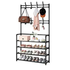 GENERICO - Estante Multiusos Almacenamiento Zapatero 4 Niveles Negro