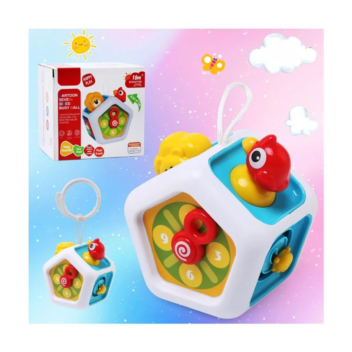 GENERICO - Juguete Cubo Didáctico Sensorial Montessori 7 en 1 para Bebé
