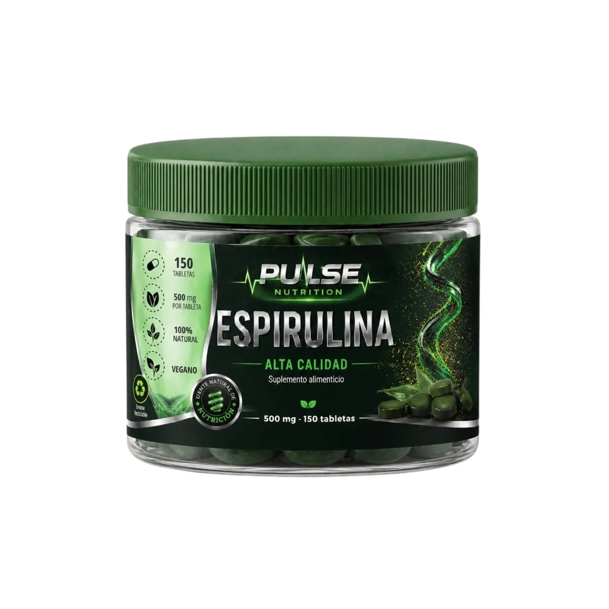 PULSE - ESPIRULINA 500MG 150 TABLETAS - PULSE NUTRITION