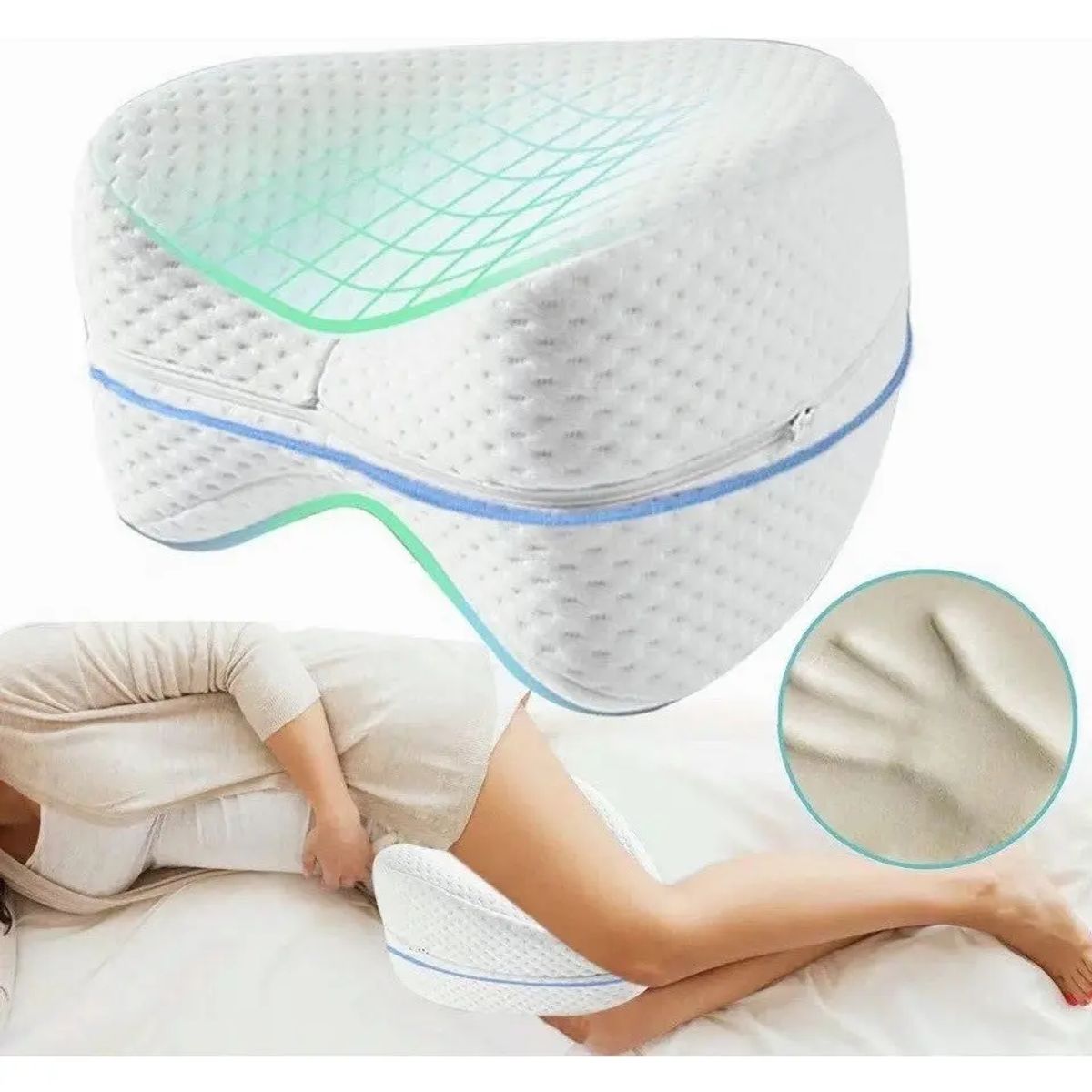 MOVI - Almohada para Piernas Ergonómica Espuma Viscoelástica Descanso Lumbar