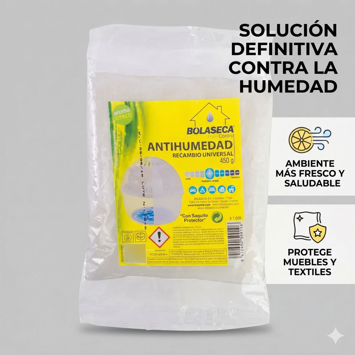 GENERICO - Sistema Antihumedad Bolaseca Recarga Cítrico 450g