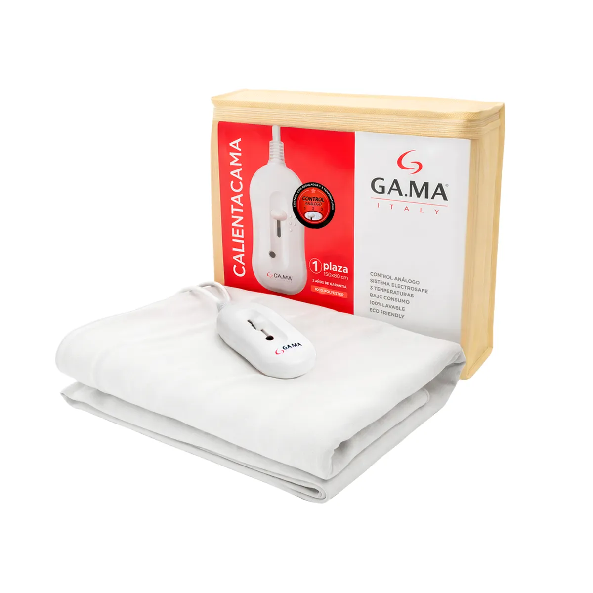GA MA ITALY - Manta eléctrica Calienta Cama 100% Polyester 1 Plaza