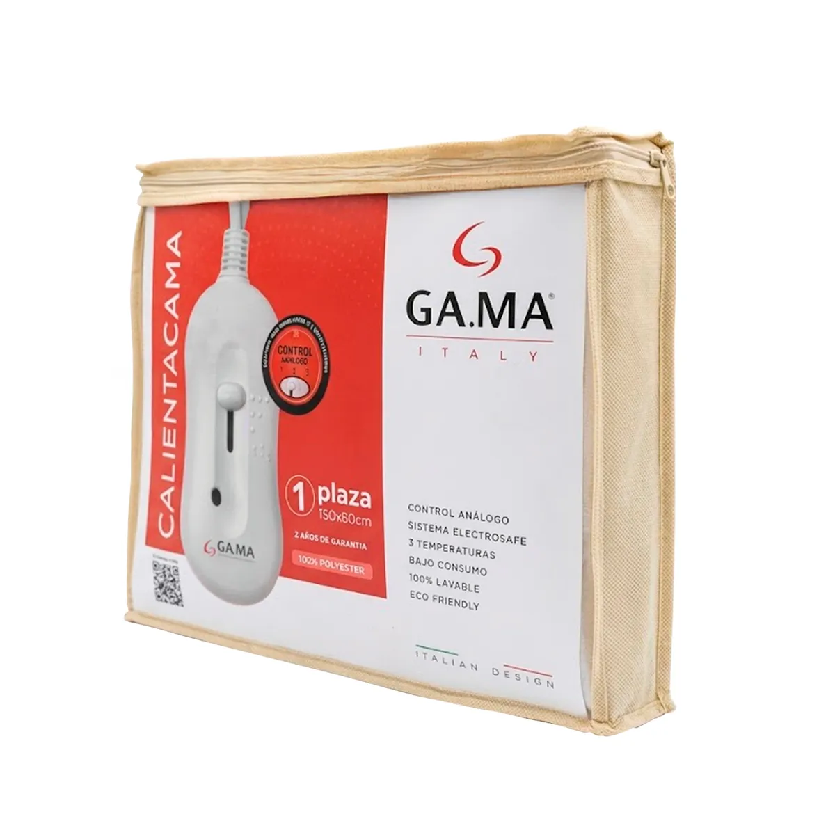 GA MA ITALY - Manta eléctrica Calienta Cama 100% Polyester 1 Plaza