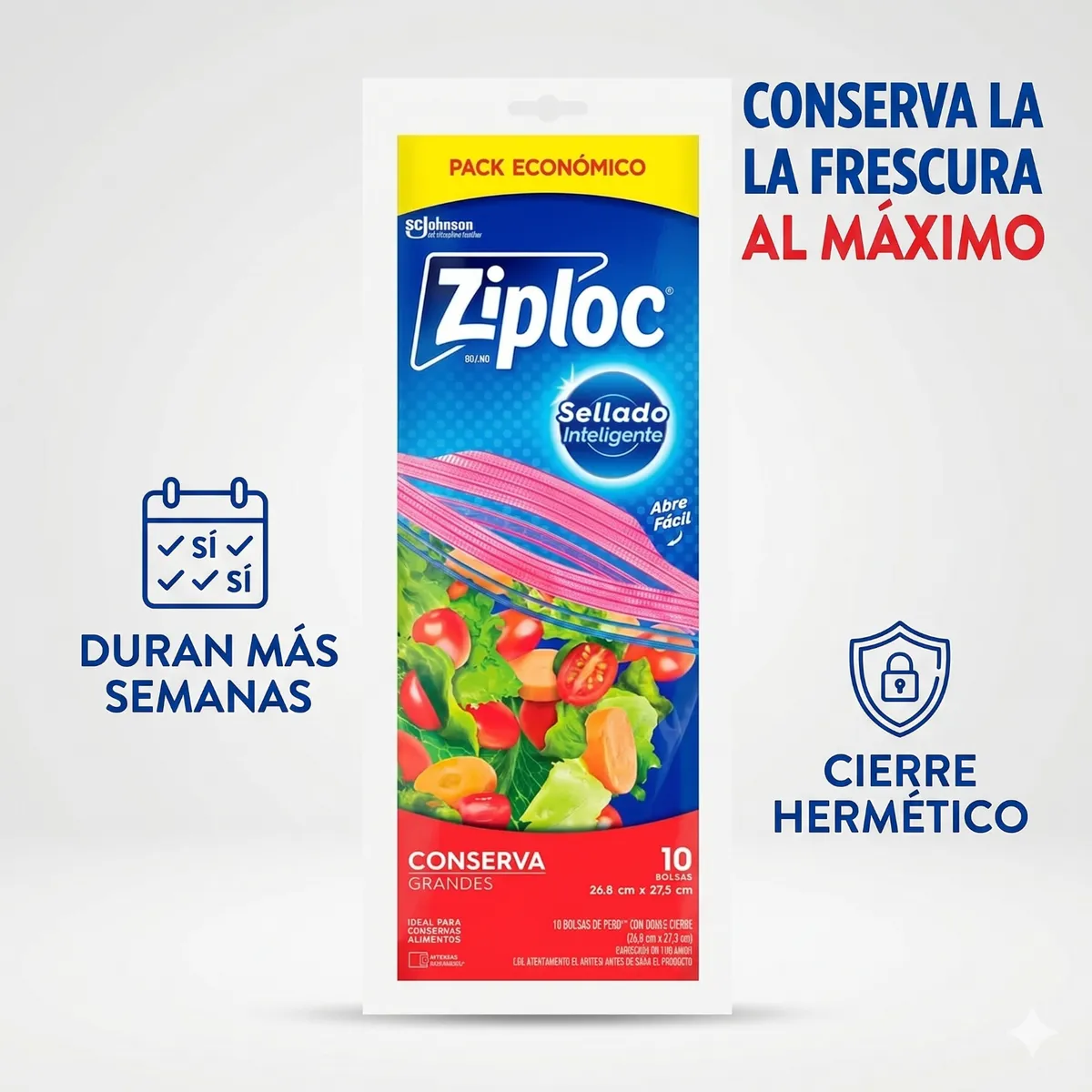 GENERICO - Pack 10 Bolsas Herméticas Grandes para Alimentos - Sello Doble