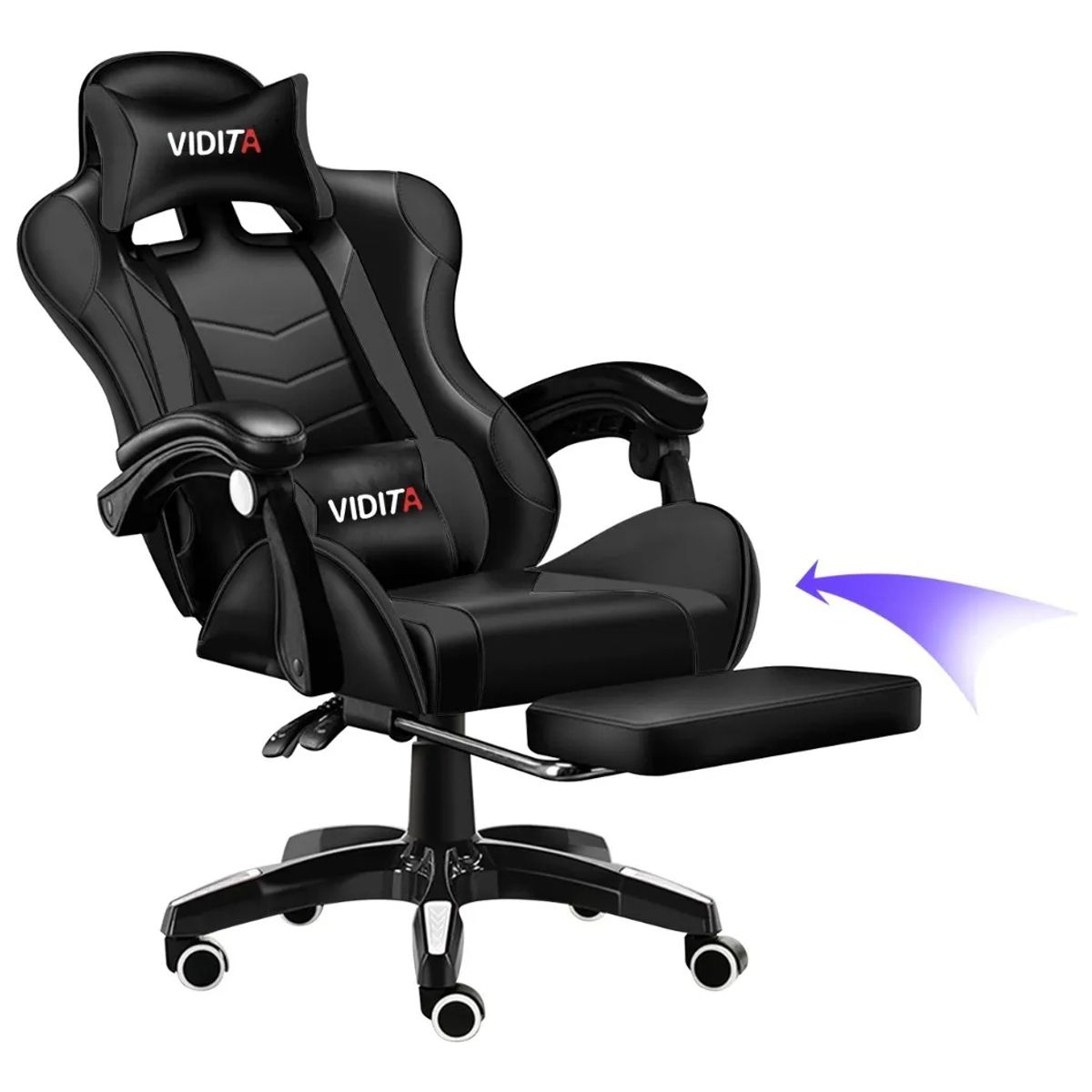 VIDITA - Silla Gamer Vidita GX2000 Ergonómica con Reposapiés y Respaldo Reclinable