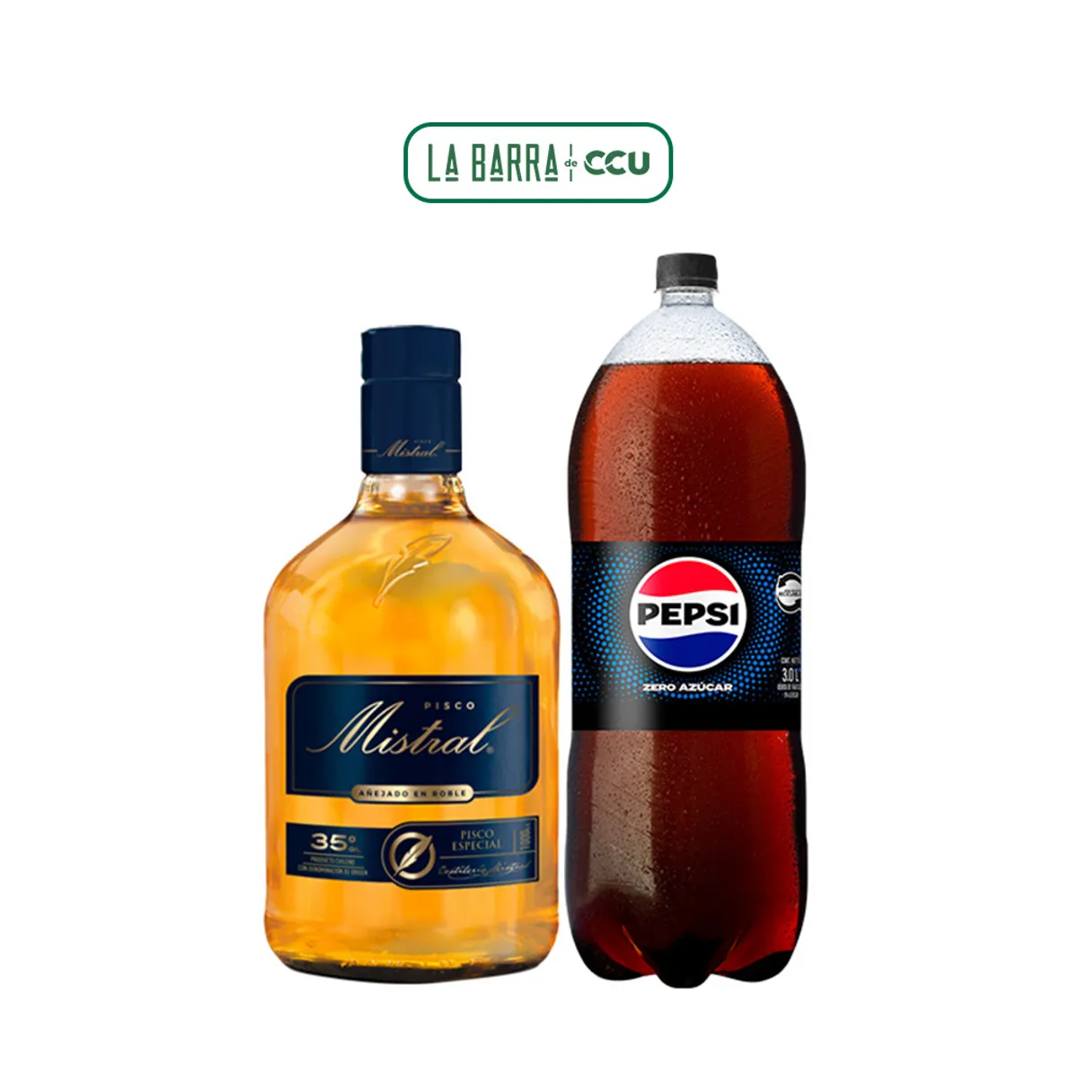 CCU - Pack Pisco Mistral 35° 1L + Pepsi Zero 3L