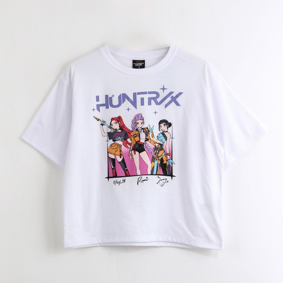 KPOP DEMON HUNTERS - Polera Manga Corta Niña Huntr/x Blanco Kpop Demon Hunters