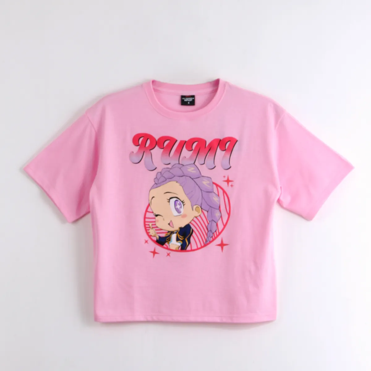 KPOP DEMON HUNTERS - Polera Manga Corta Niña Rumi Cute Rosado Kpop Demon Hunters