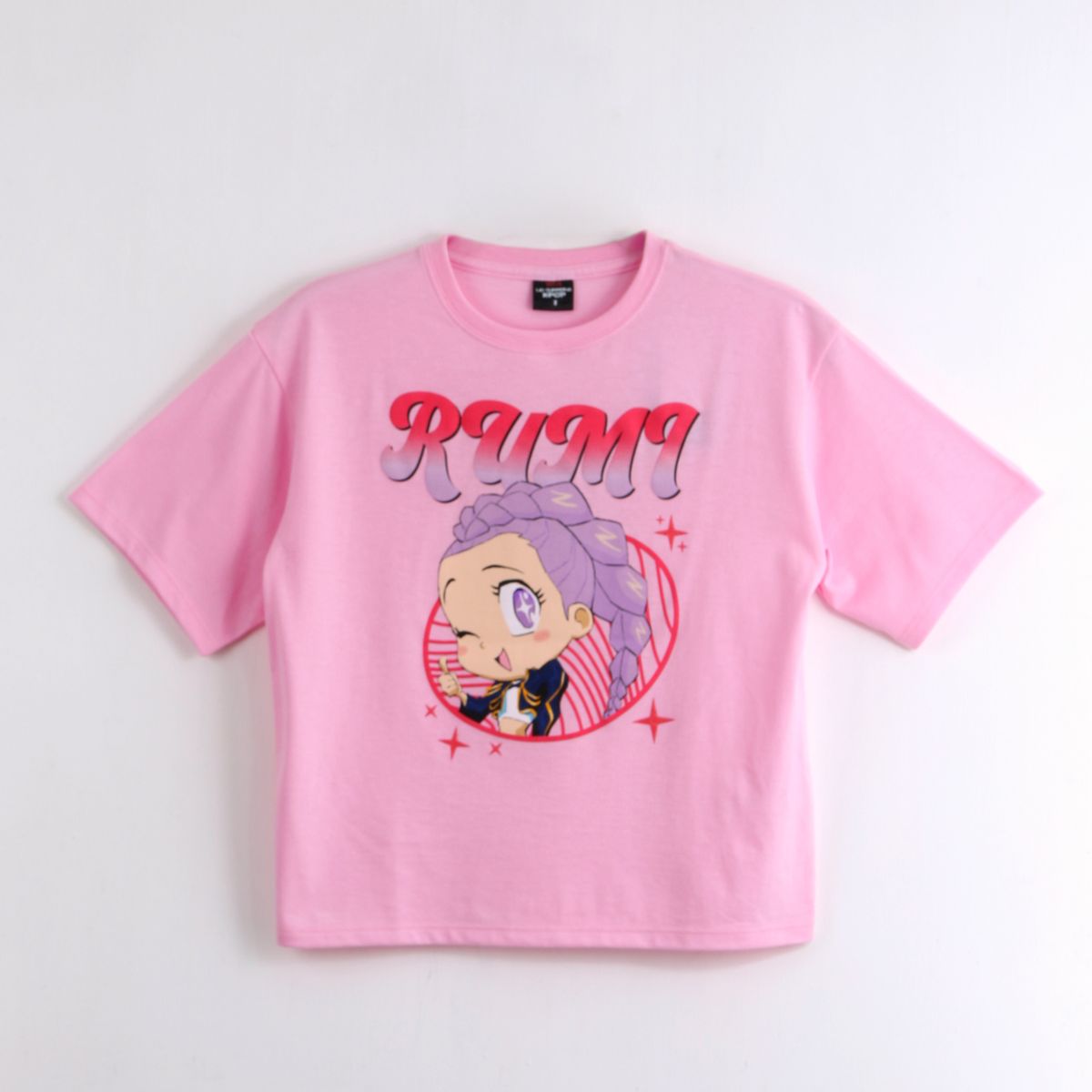 KPOP DEMON HUNTERS - Polera Manga Corta Niña Rumi Cute Rosado Kpop Demon Hunters