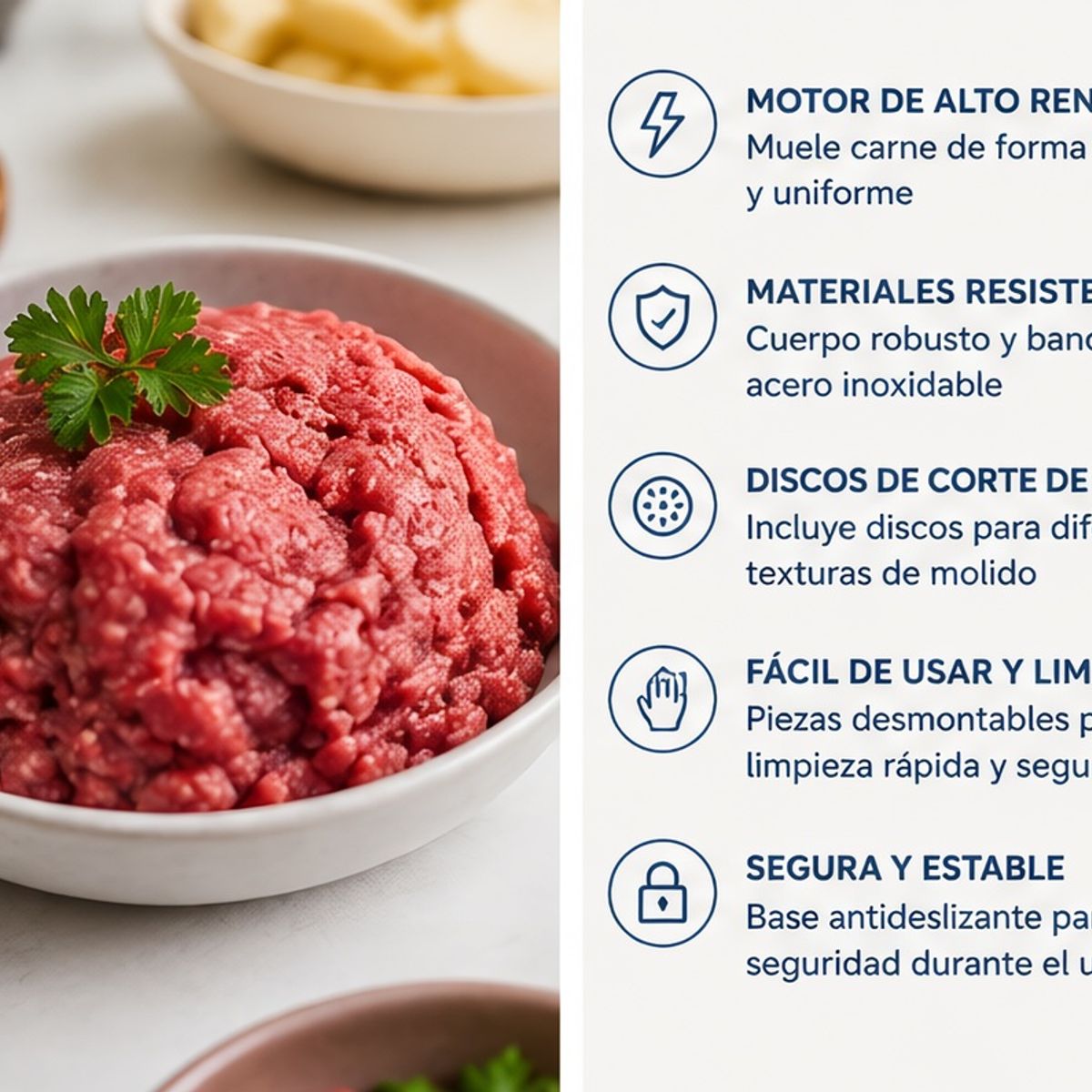 MOVI - Moledora de Carne de Acero Inoxidable Calidad Industrial para tu Cocina