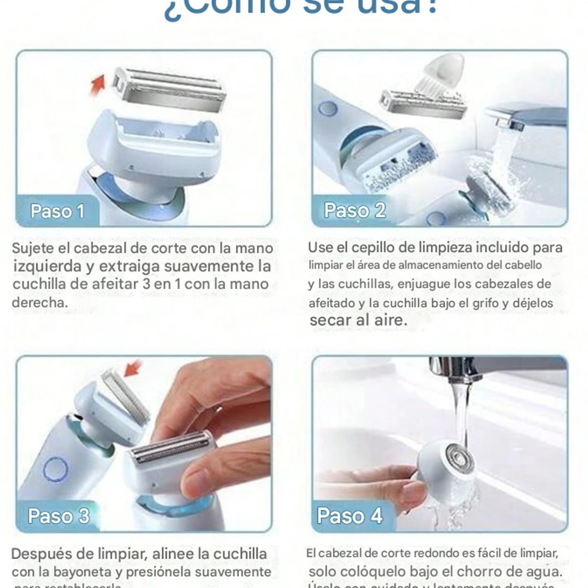 GENERICO - Depiladora Eléctrica Mujer Recargable Usb 2 En 1 Led