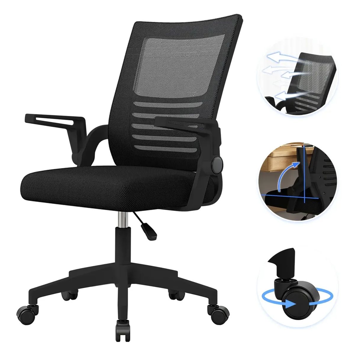 VIDITA - Silla Escritorio Emilia Oficina Ergonomica Acolchada Negra