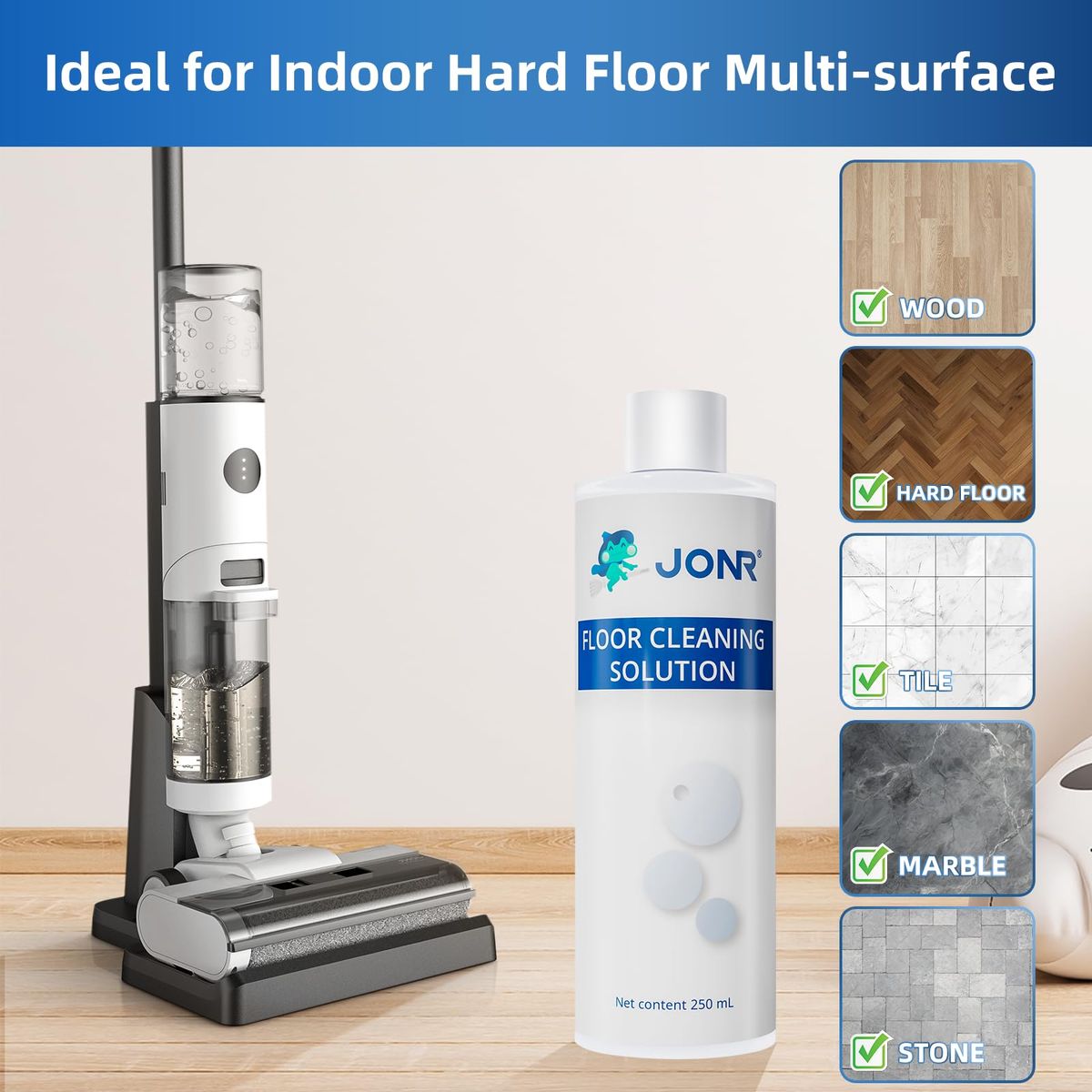 JONR - Solución de limpieza multisuperficie Jonr 250ml para aspiradora robot y trapeadora