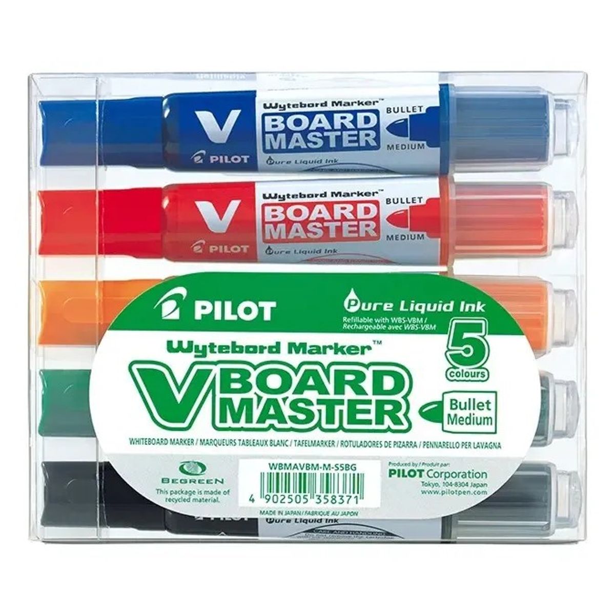 PILOT - Pack 5 Marcadores Pizarra Recargables Pilot V Board Master