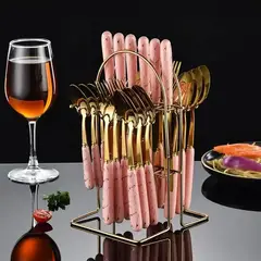 EVERSO - Juego De Cubiertos 24 Piezas Acero Inoxidable Con Soporte