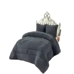 GENERICO - COBERTOR PELUDOS 2 PLAZAS 230CM X 250CM COLOR GRIS OSCURO