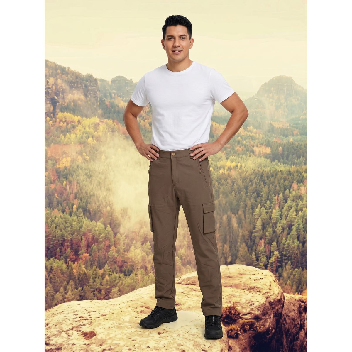 LIKE SHOP - Pantalon Cargo Termico Softshell Hombre Invierno Forro Polar H813