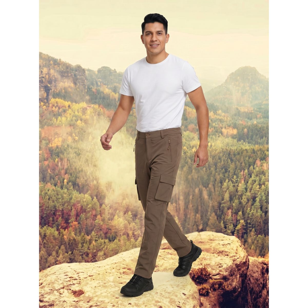 LIKE SHOP - Pantalon Cargo Termico Softshell Hombre Invierno Forro Polar H813