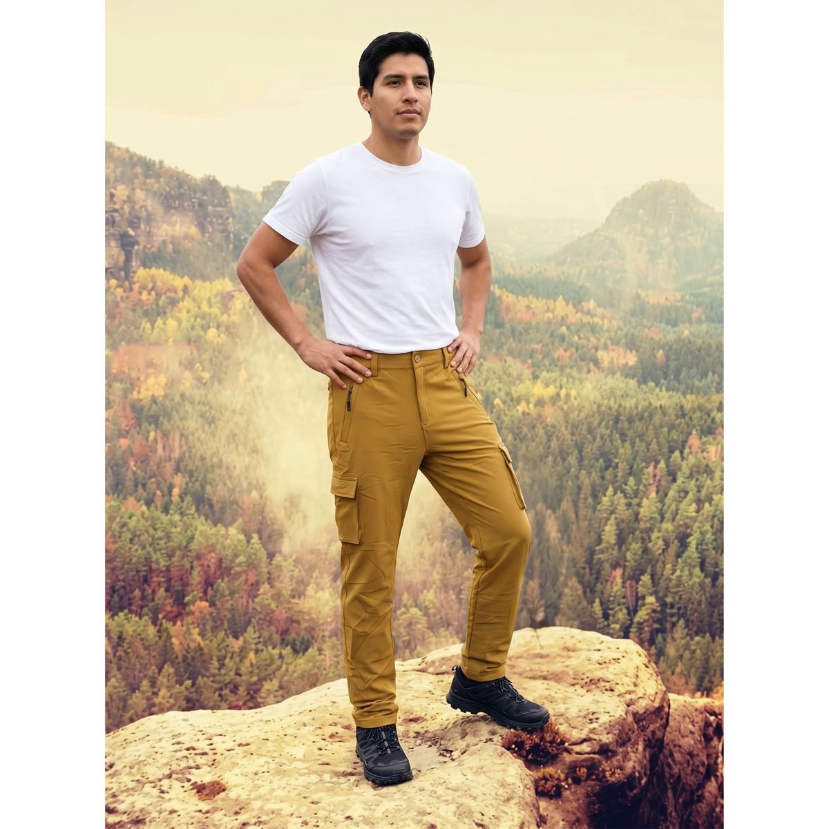 LIKE SHOP - Pantalon Cargo Termico Softshell Hombre Invierno Forro Polar H813