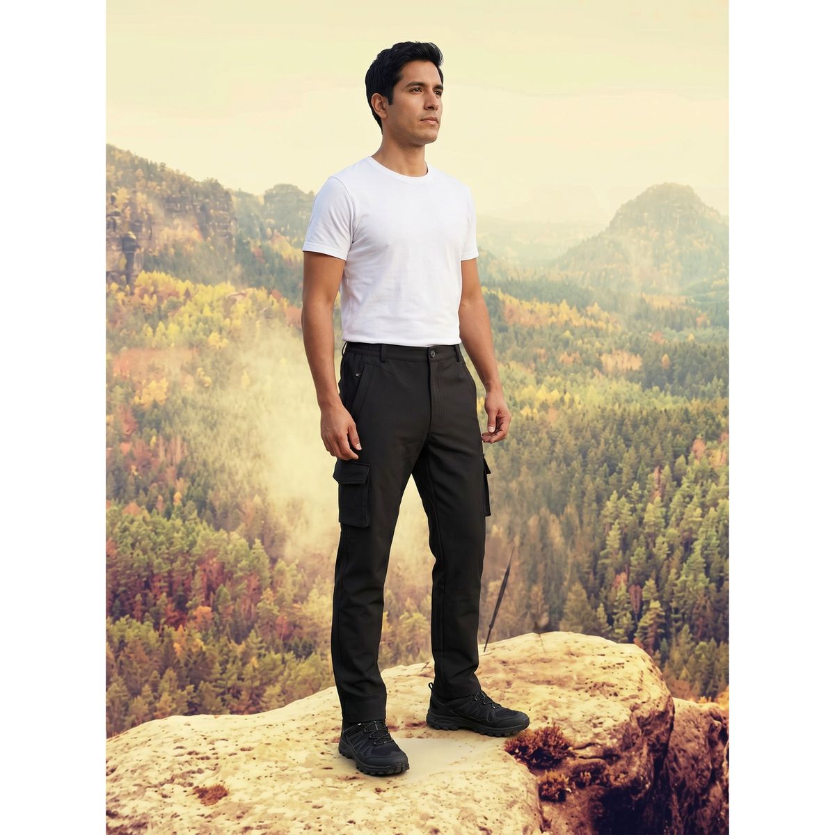 LIKE SHOP - Pantalon Cargo Termico Softshell Hombre Invierno Forro Polar H813