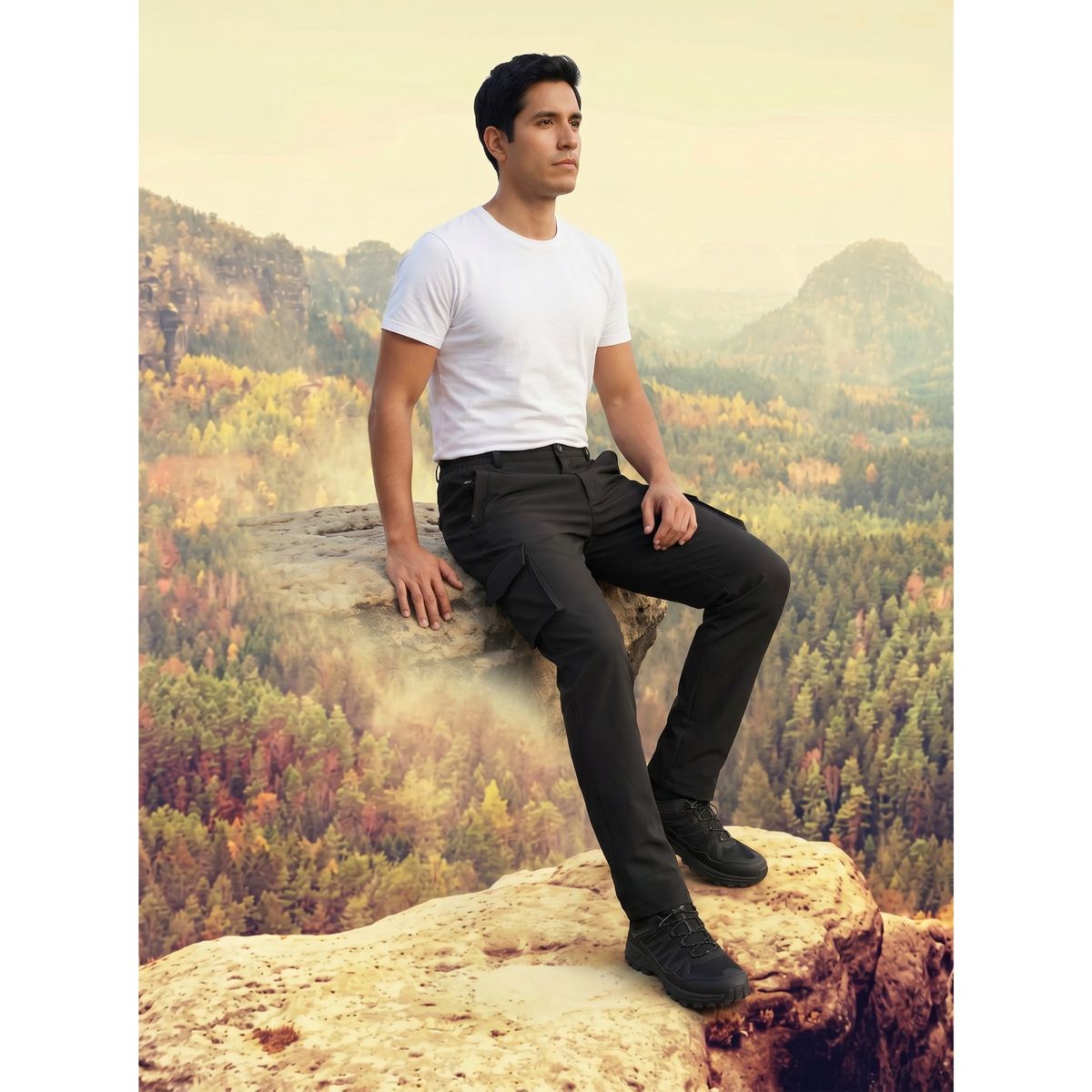 LIKE SHOP - Pantalon Cargo Termico Softshell Hombre Invierno Forro Polar H813