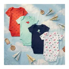 EKOL TACTICA MILITAR - Pack 4 Bodys Diseños Surtidos 100% Algodón