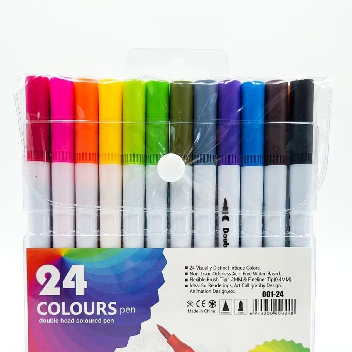 GENERICO - Plumones Pincel Brush 24 Colores Marcadores Doble Punta