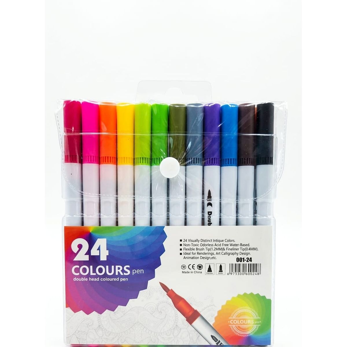 GENERICO - Plumones Pincel Brush 24 Colores Marcadores Doble Punta