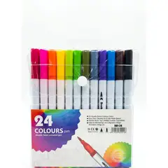 GENERICO - Plumones Pincel Brush 24 Colores Marcadores Doble Punta