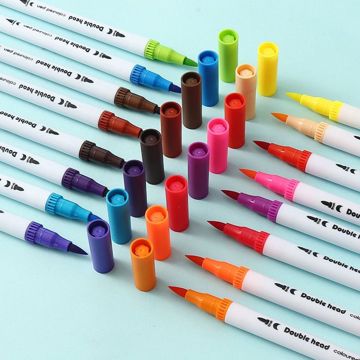 GENERICO - Plumones Pincel Brush 24 Colores Marcadores Doble Punta
