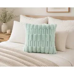 DECORACION CREATIVA - 1 Funda Peluda Bambú Verde Agua