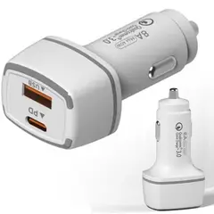 GENERICO - Cargador Auto Carga Rápida Tipo C Y Usb 18w