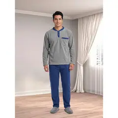 LIKE SHOP - Pijama Polar Hombre Invierno 2 Piezas Calidad Premium Liso 4063