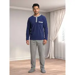 LIKE SHOP - Pijama Polar Hombre Invierno 2 Piezas Calidad Premium Liso 4063