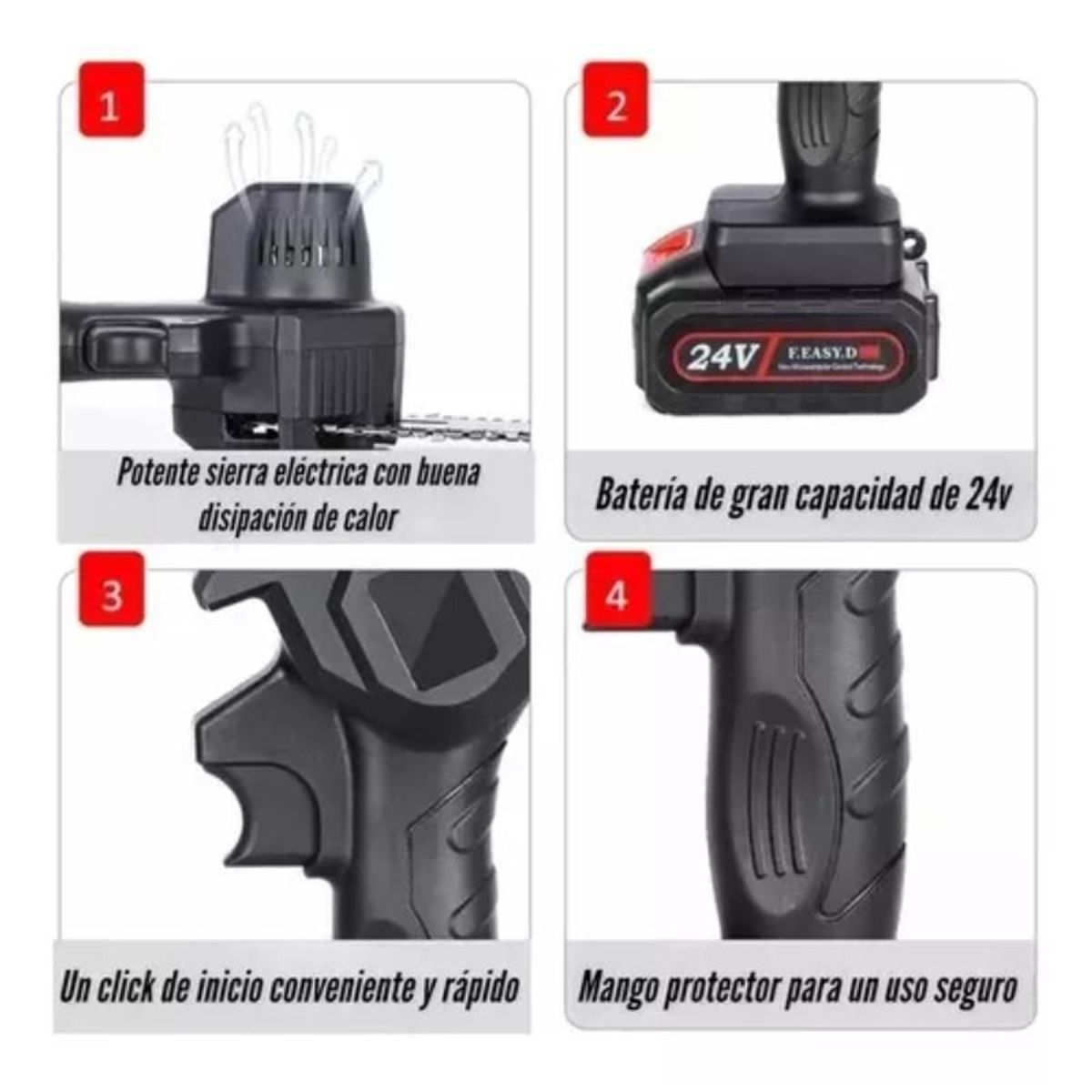 Sierra Portatil Inalámbrica Alta Potencia Motosierra doble baterias, marca GENERICO - Foto 2