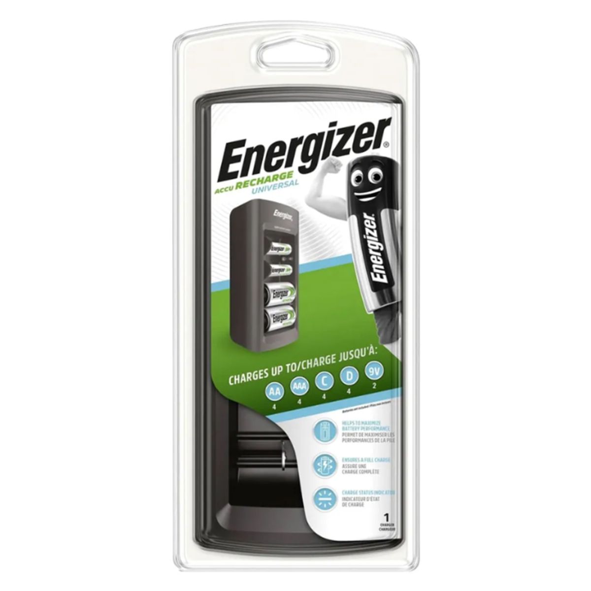 ENERGIZER - Cargador Universal Energizer AA, AAA, C, D, 9v
