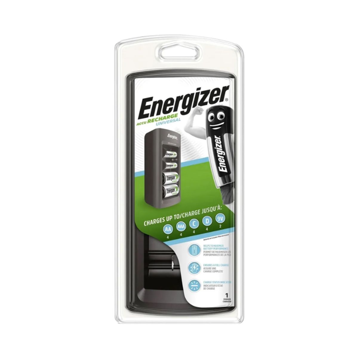 ENERGIZER - Cargador Universal Energizer AA, AAA, C, D, 9v