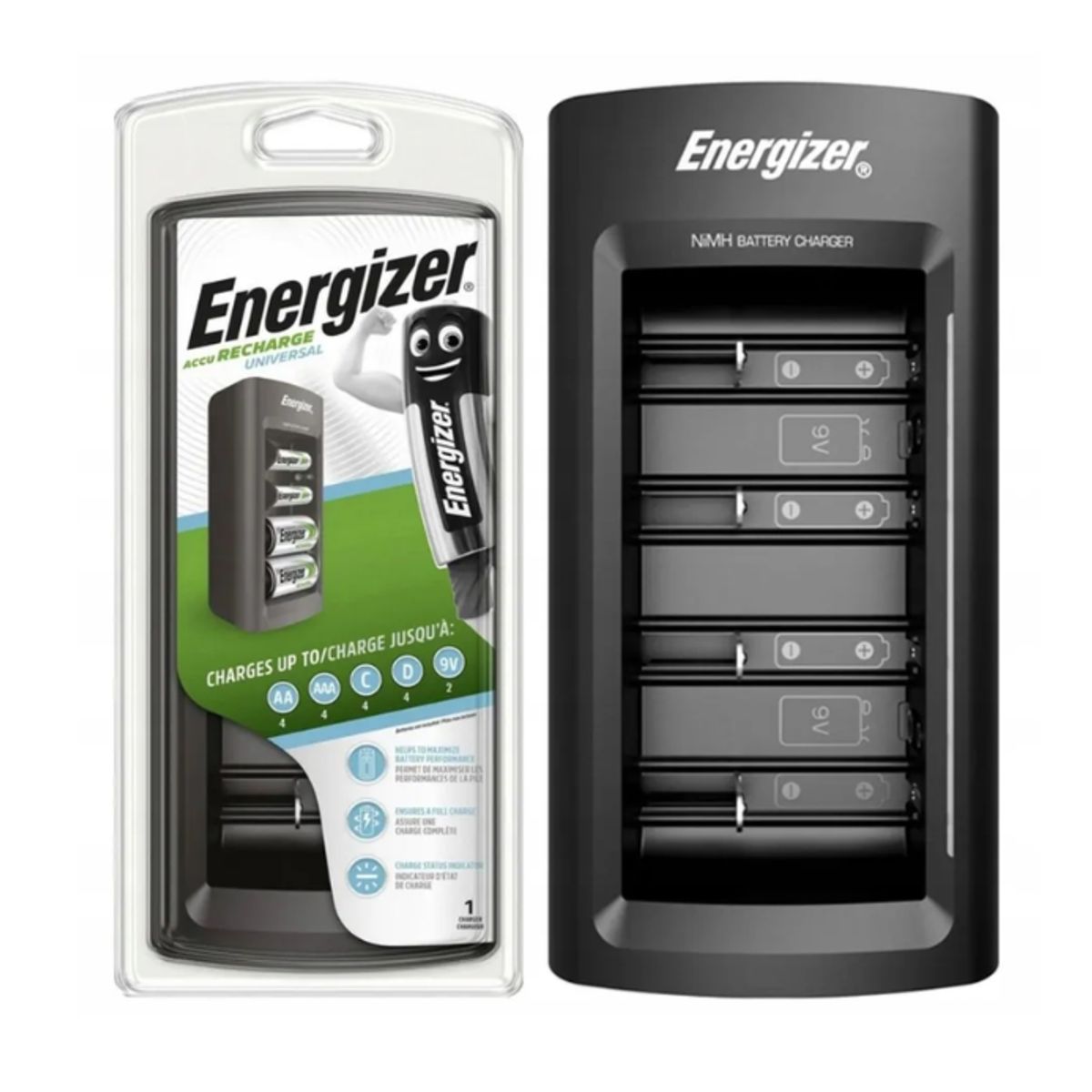 ENERGIZER - Cargador Universal Energizer AA, AAA, C, D, 9v