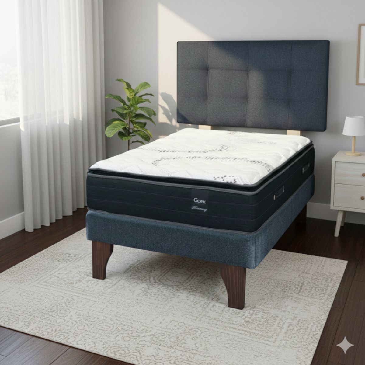 GAEX - Cama Europea 1.5 Plaza 200 Plus Respaldo Ginebra