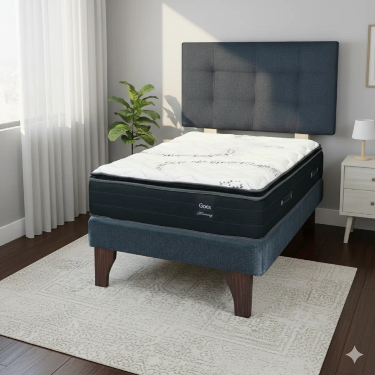 GAEX - Cama Europea 1.5 Plaza 200 Plus Respaldo Ginebra