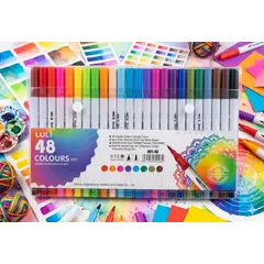 CHINA - Plumones Pincel Brush 48 Colores Marcadores Doble Punta