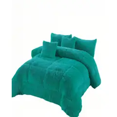 GENERICO - COBERTOR PELUDOS INVIERNO PLAZA Y MEDIA 180CM X 200CM COLOR VERDE