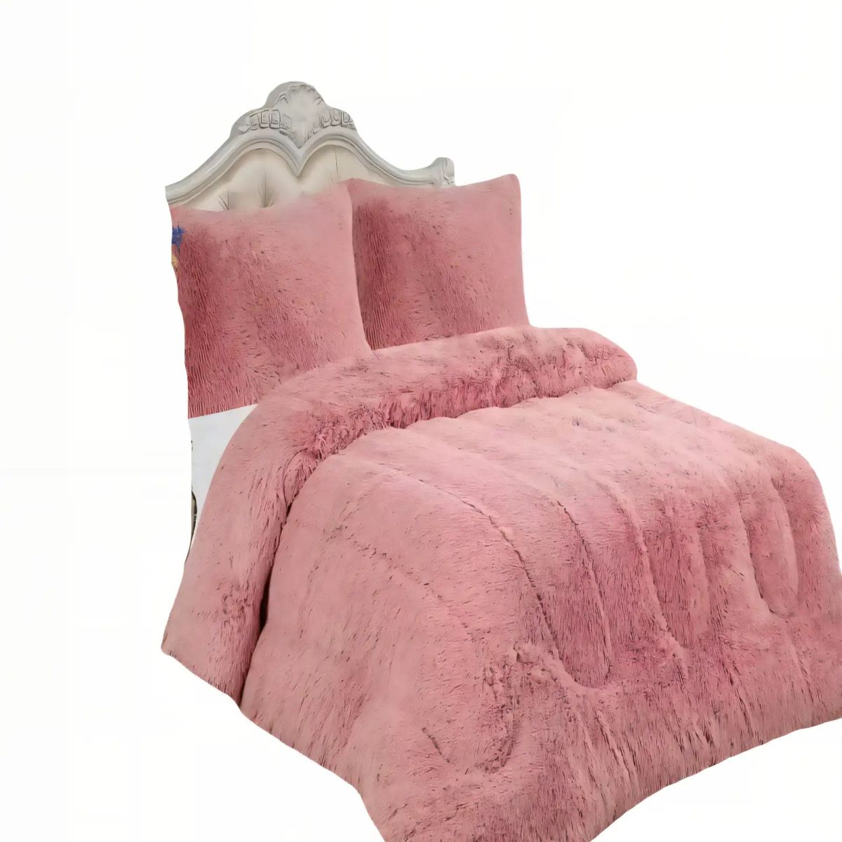GENERICO - COBERTOR PELUDOS PREMIUM PLAZA Y MEDIA 180CM X 200CM COLOR ROSADO 2